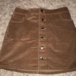 Suede button down skirt